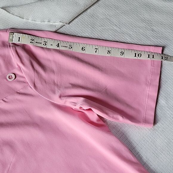 QVC Denim & Co Pink Square Neck Short Sleeve Top Medium EUC - Picture 7 of 8